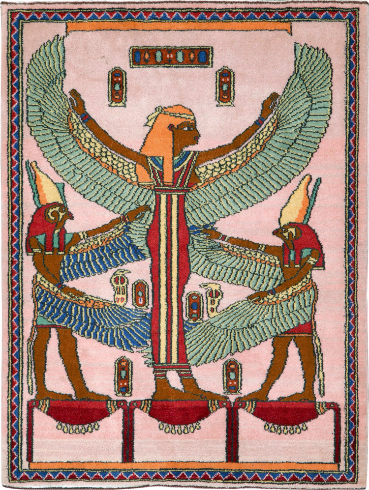 Vintage Goddess Isis Egyptian Pictorial Rug, No.25727 - Gss