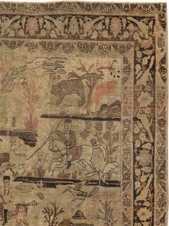 Antique Persian Pictorial Tabriz Rug, No.25828 - Gss