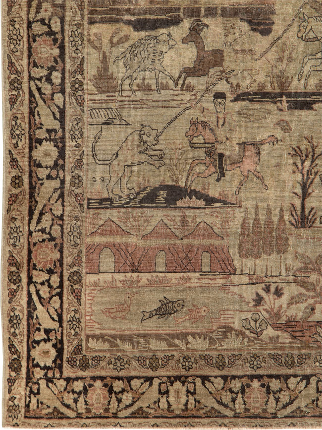 Antique Persian Pictorial Tabriz Rug, No.25828 - Gss