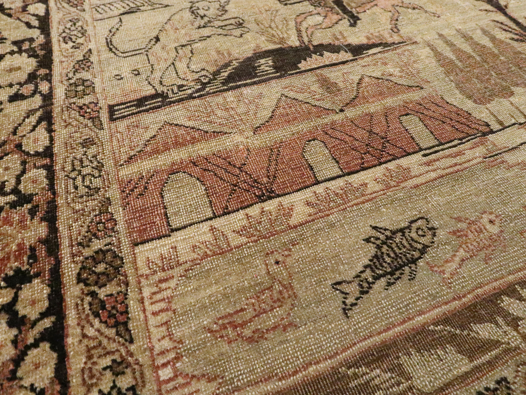 Antique Persian Pictorial Tabriz Rug, No.25828 - Gss