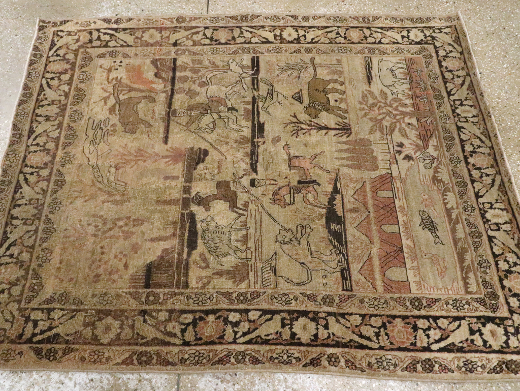 Antique Persian Pictorial Tabriz Rug, No.25828 - Gss