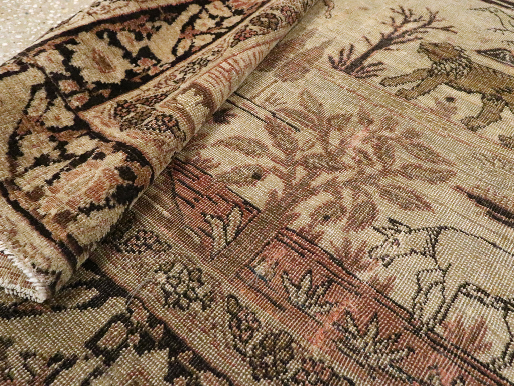 Antique Persian Pictorial Tabriz Rug, No.25828 - Gss