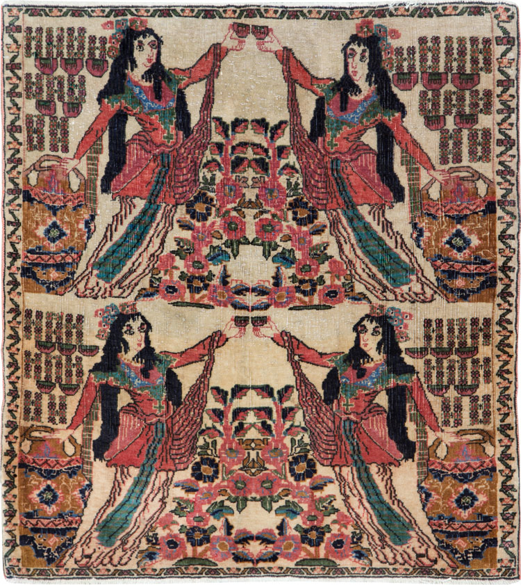 Vintage Persian Tabriz Pictorial Rug, No.25829 - Gss