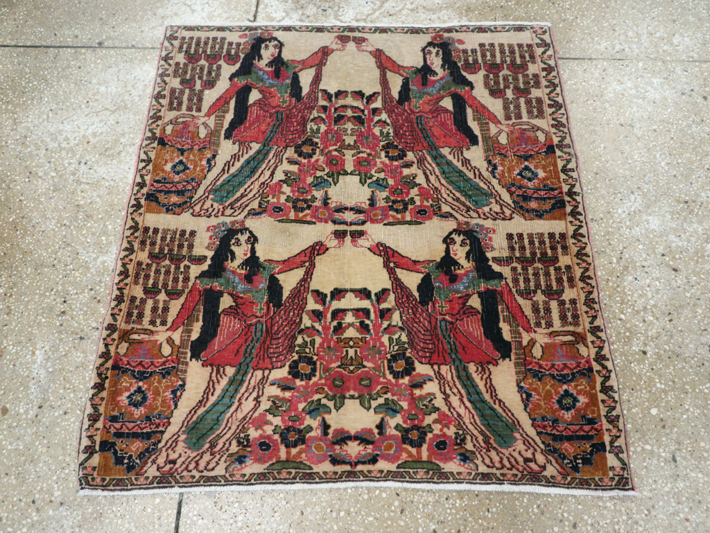 Vintage Persian Tabriz Pictorial Rug, No.25829 - Gss