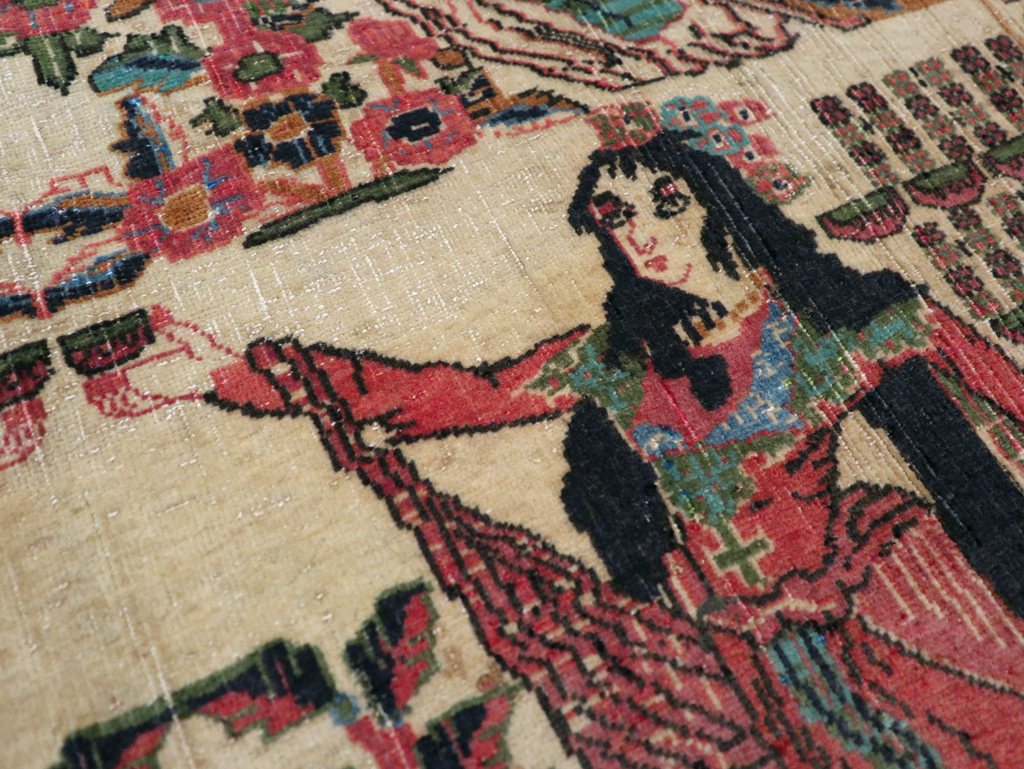 Vintage Persian Tabriz Pictorial Rug, No.25829 - Gss