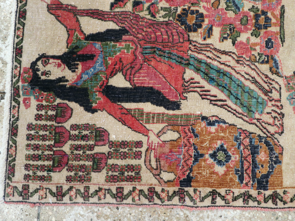 Vintage Persian Tabriz Pictorial Rug, No.25829 - Gss