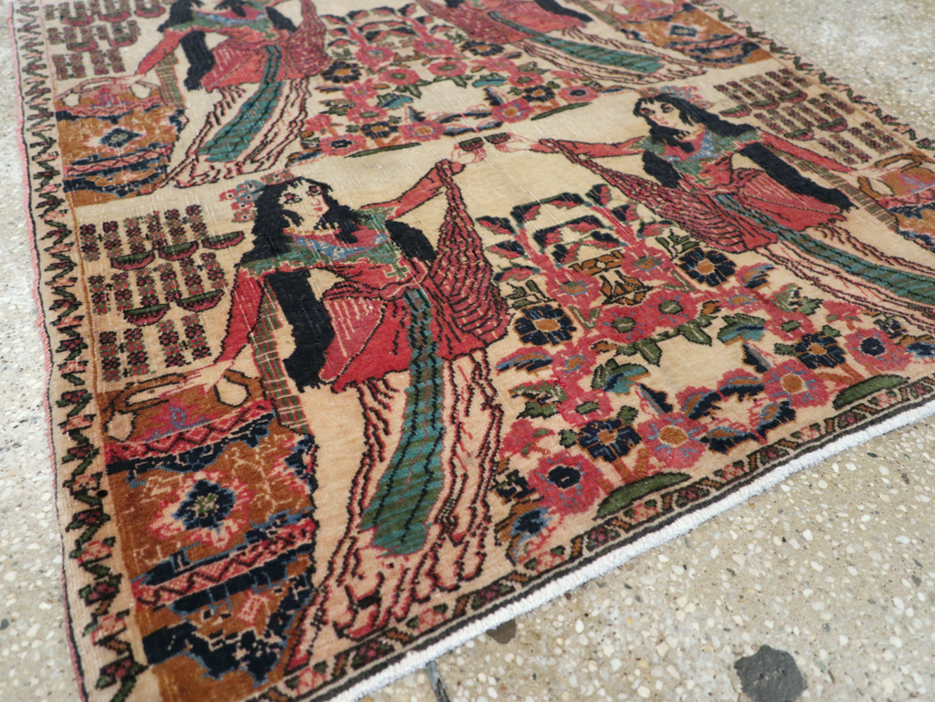 Vintage Persian Tabriz Pictorial Rug, No.25829 - Gss