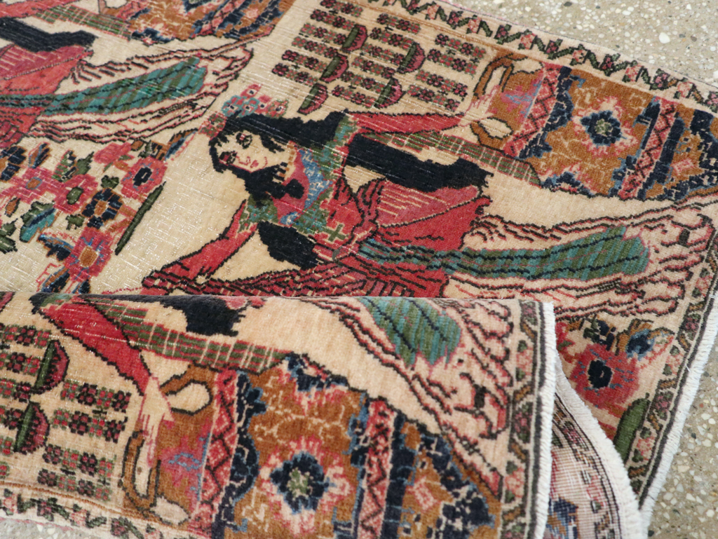 Vintage Persian Tabriz Pictorial Rug, No.25829 - Gss