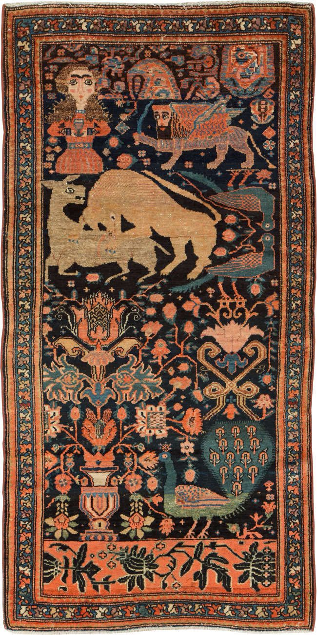 Antique Persian Malayer Pictorial Rug, No.25857 - Gss