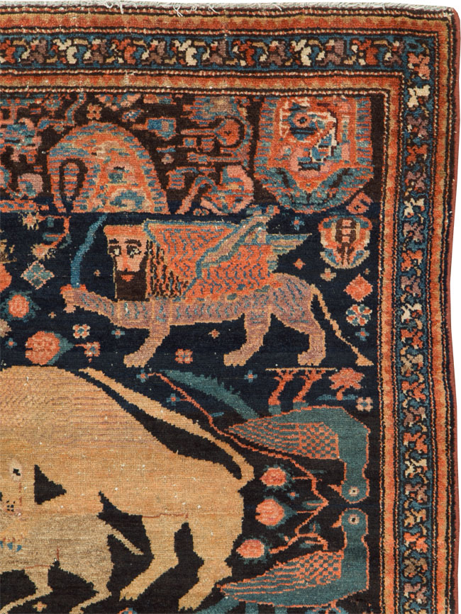 Antique Persian Malayer Pictorial Rug, No.25857 - Gss