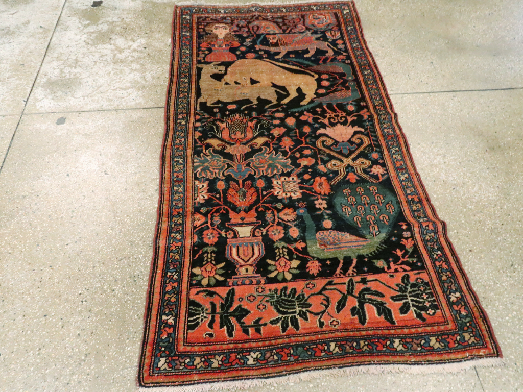 Antique Persian Malayer Pictorial Rug, No.25857 - Gss