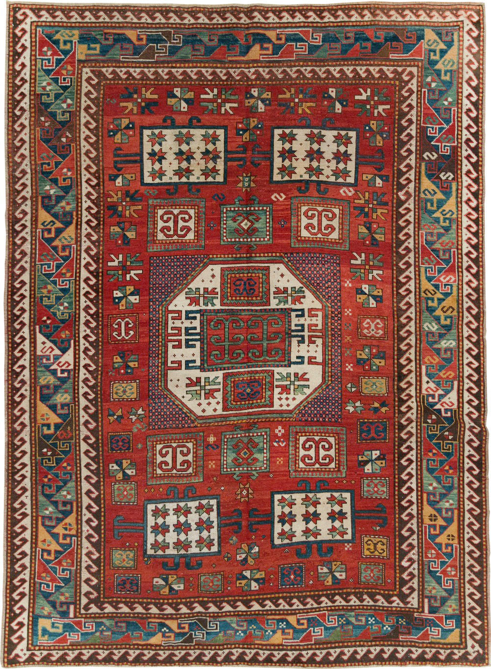 Antique Caucasian Kazak Accent Carpet, No.25858 - Gss