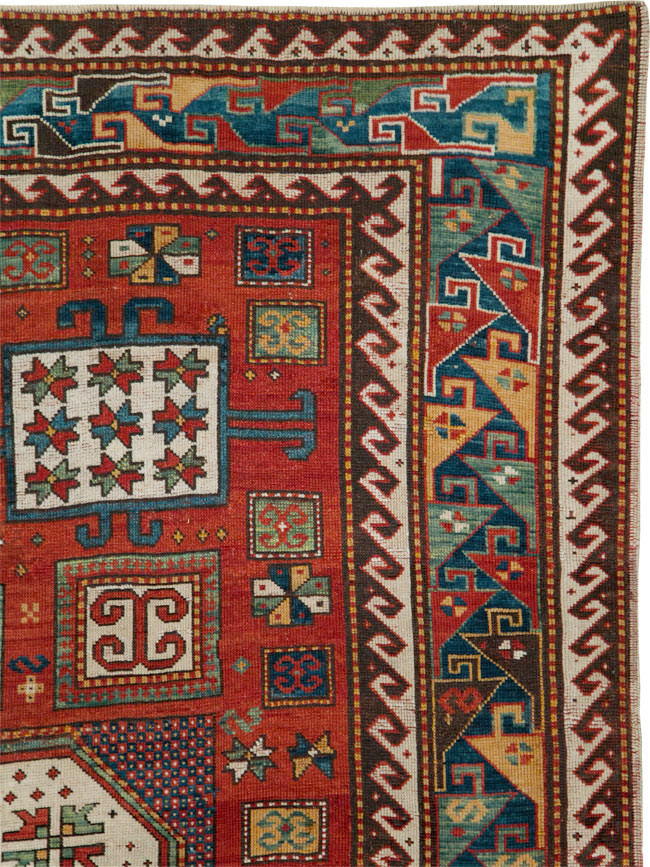 Antique Caucasian Kazak Accent Carpet, No.25858 - Gss