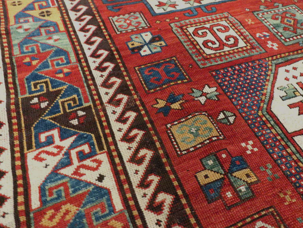 Antique Caucasian Kazak Accent Carpet, No.25858 - Gss
