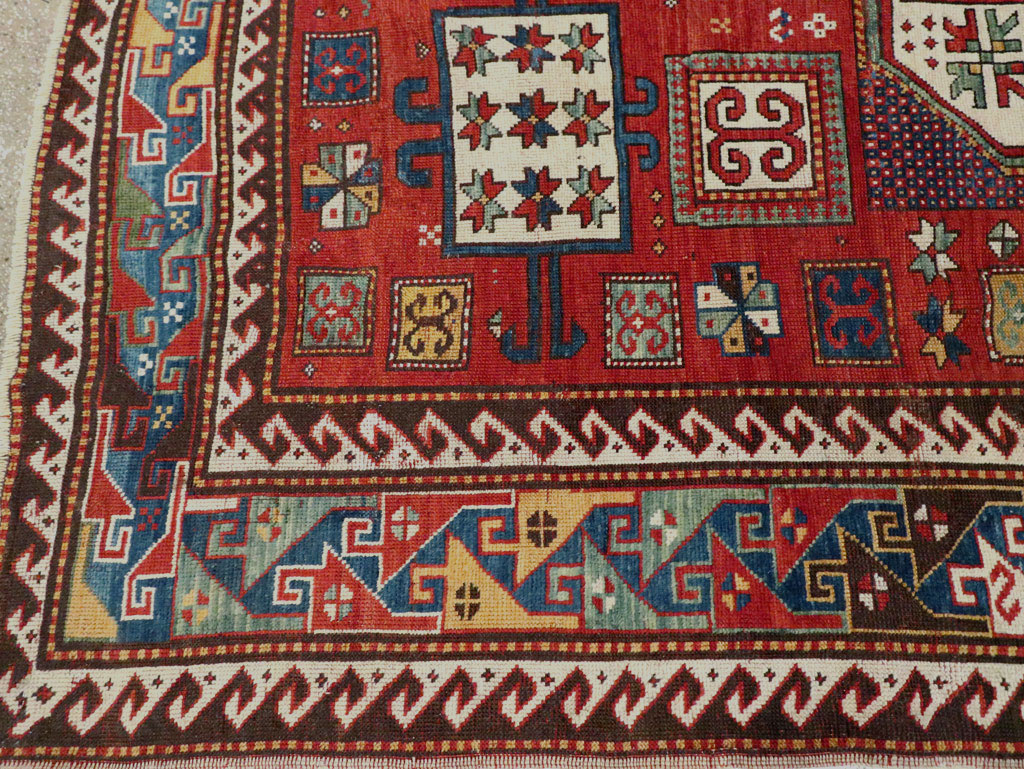Antique Caucasian Kazak Accent Carpet, No.25858 - Gss