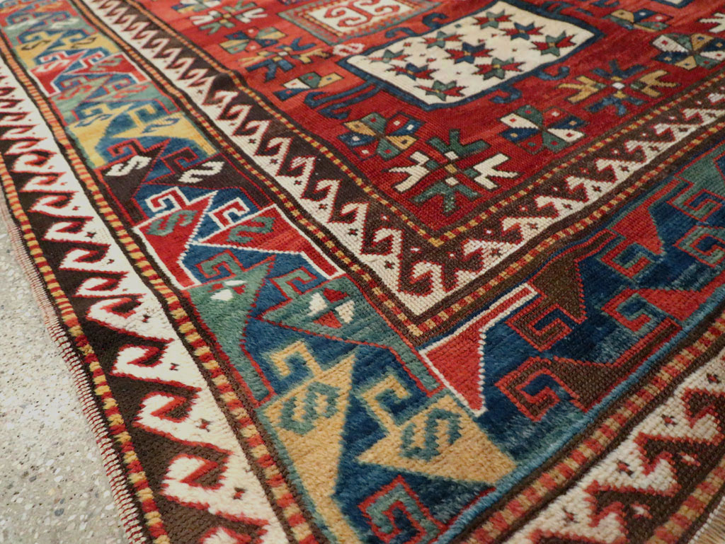 Antique Caucasian Kazak Accent Carpet, No.25858 - Gss
