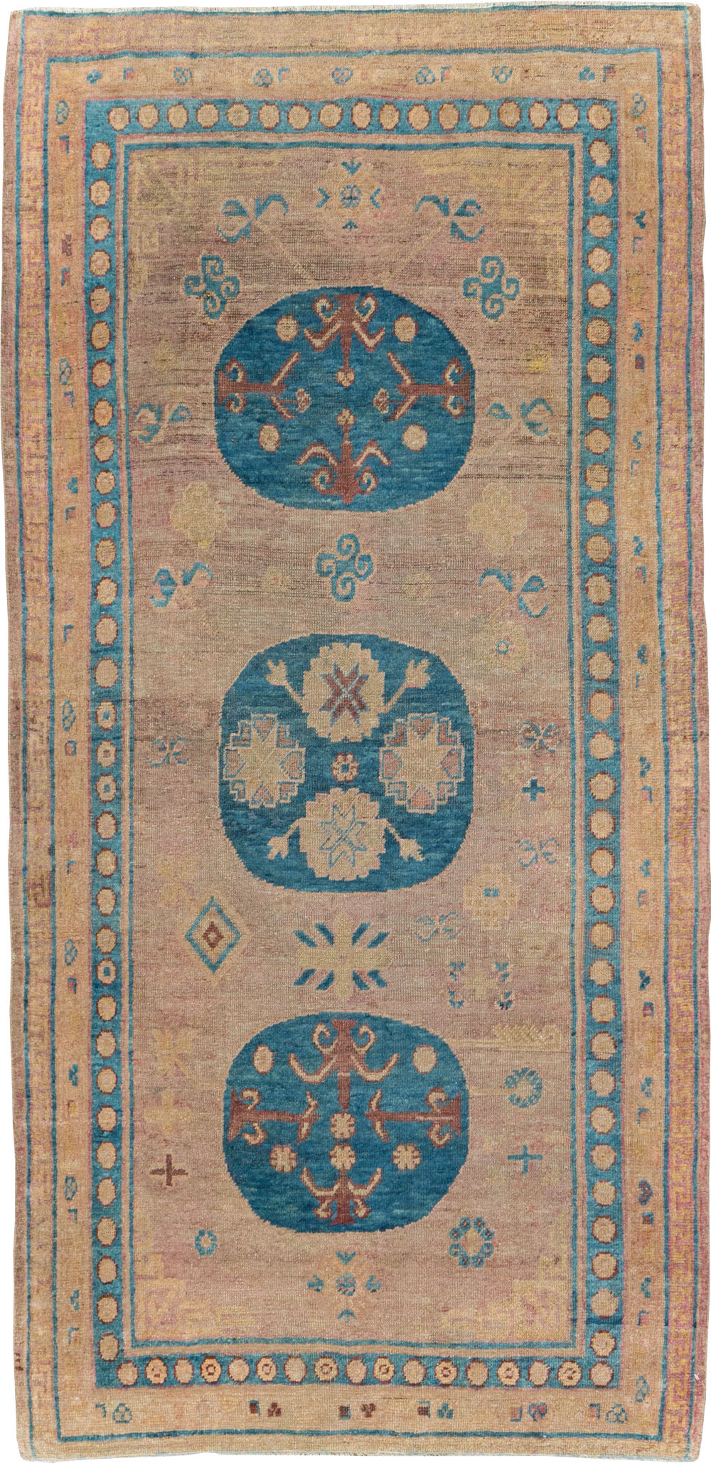 Antique East Turkestan Khotan Accent Rug, No.25862 - Gss