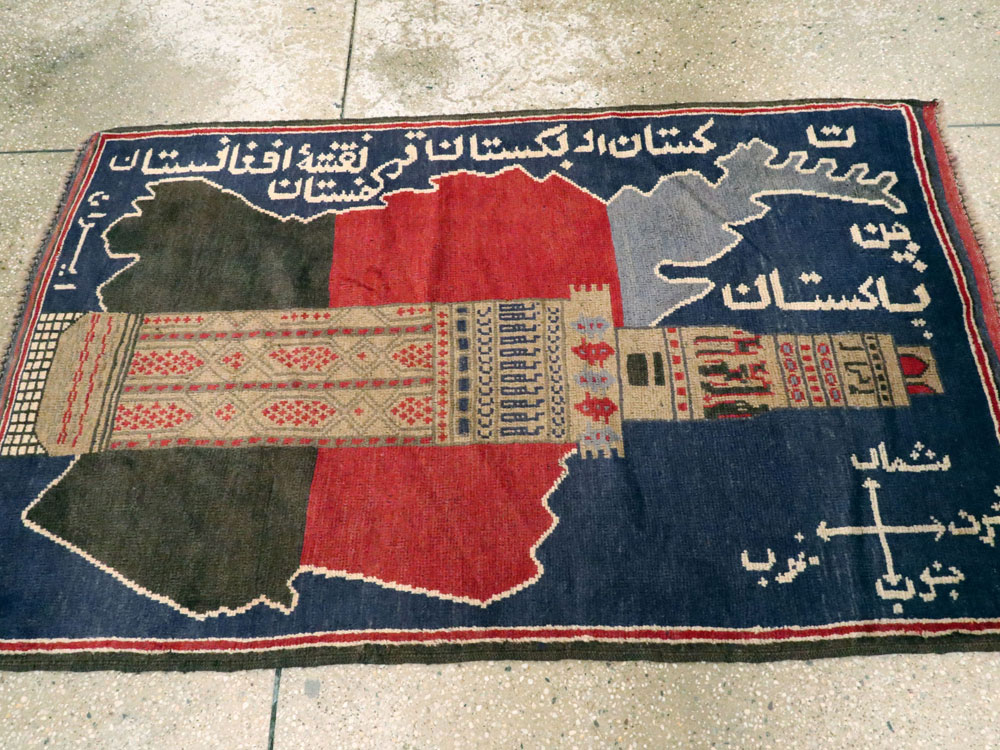 Vintage Afghan Pictorial Map Rug, No.25870 - Gss