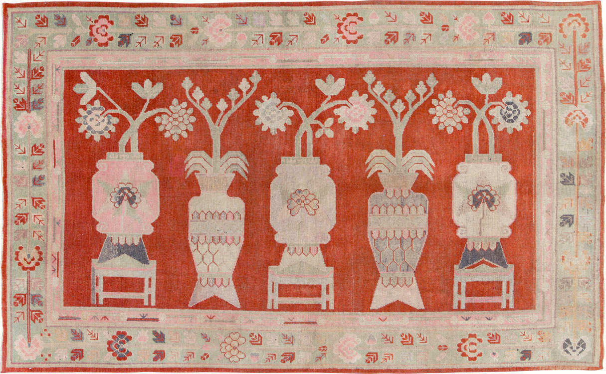 Vintage East Turkestan Khotan Pictorial Rug, No.25881 - Gss