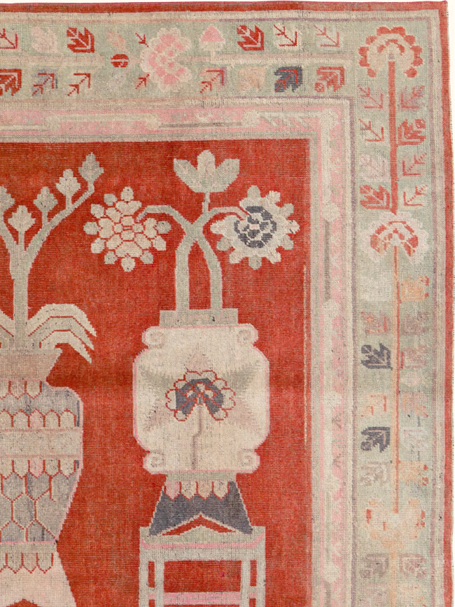 Vintage East Turkestan Khotan Pictorial Rug, No.25881 - Gss