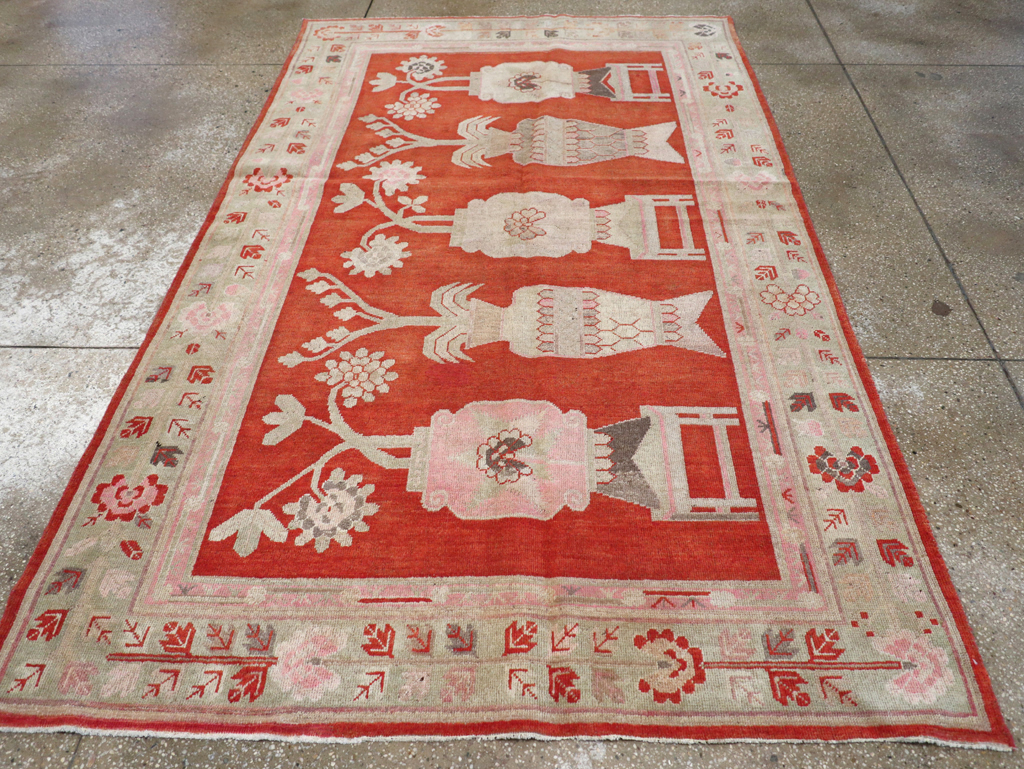 Vintage East Turkestan Khotan Pictorial Rug, No.25881 - Gss