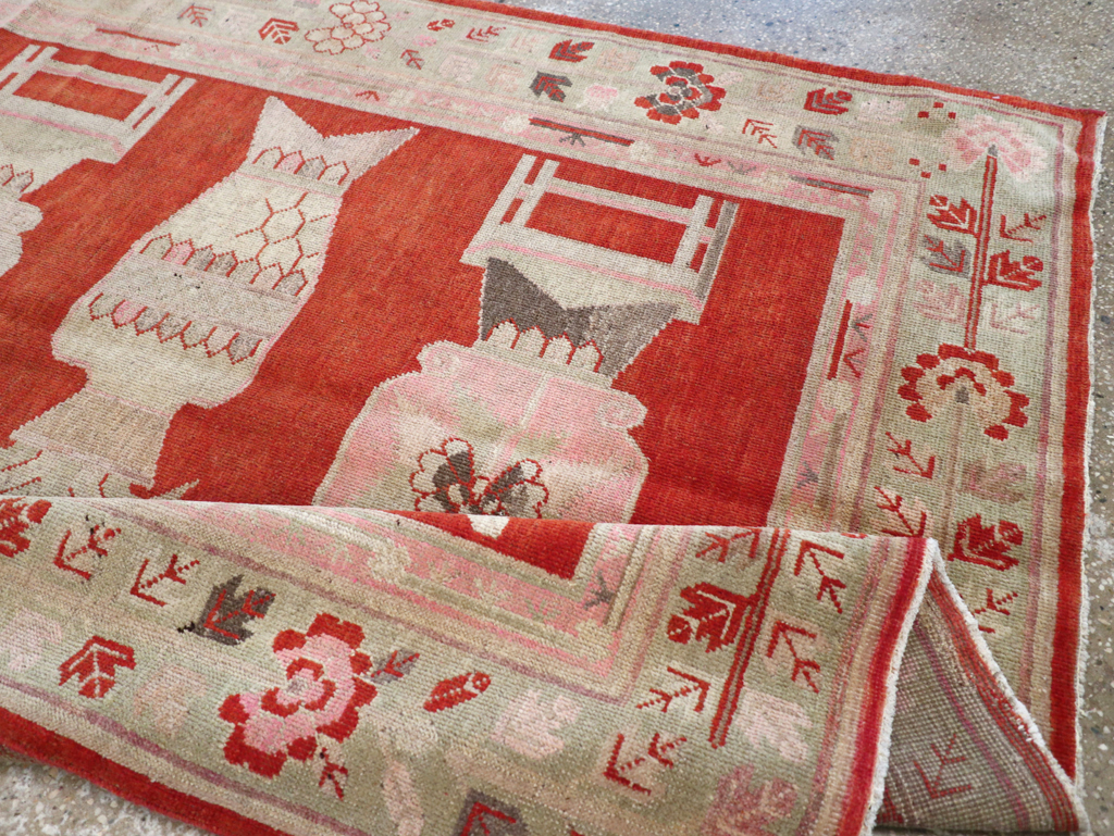 Vintage East Turkestan Khotan Pictorial Rug, No.25881 - Gss