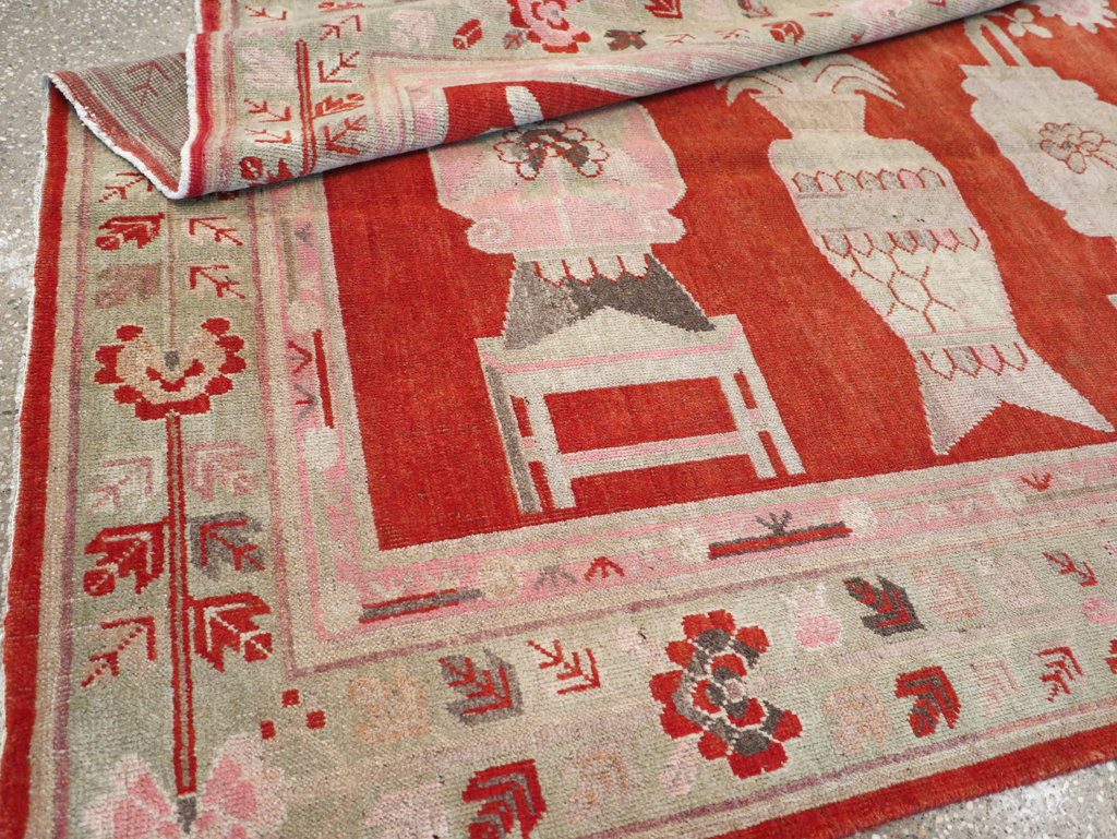 Vintage East Turkestan Khotan Pictorial Rug, No.25881 - Gss