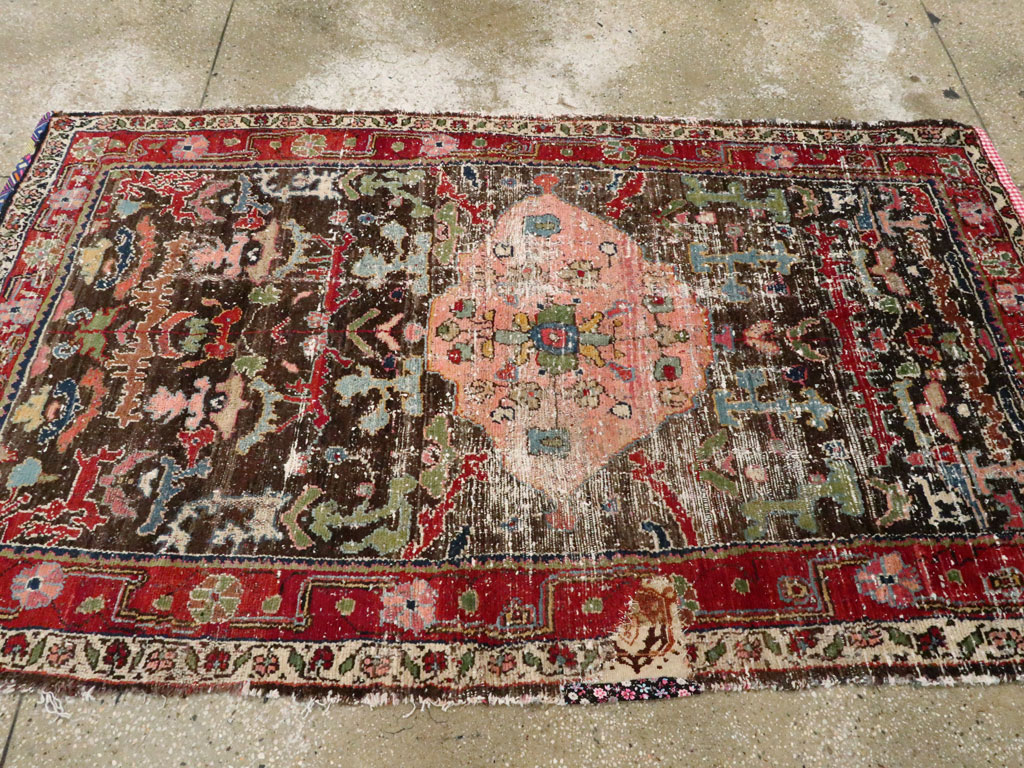 Vintage Persian Hamadan Distressed Rug, No.25920 - Gss