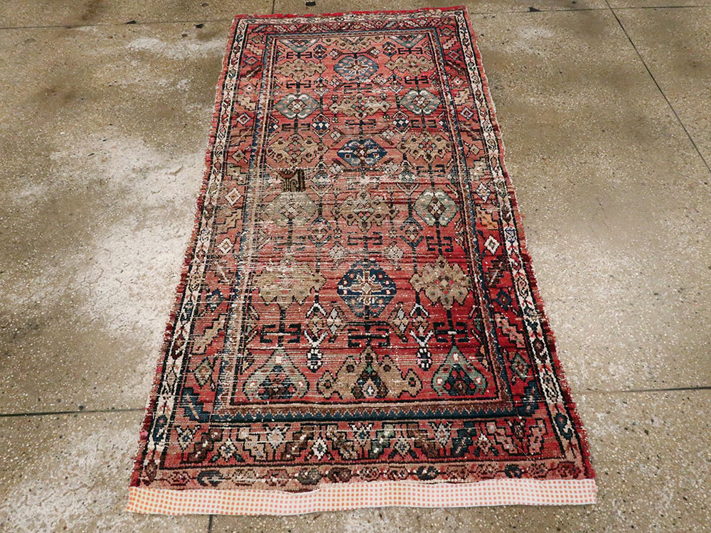 Vintage Persian Hamadan Distressed Rug, No.25928 - Gss