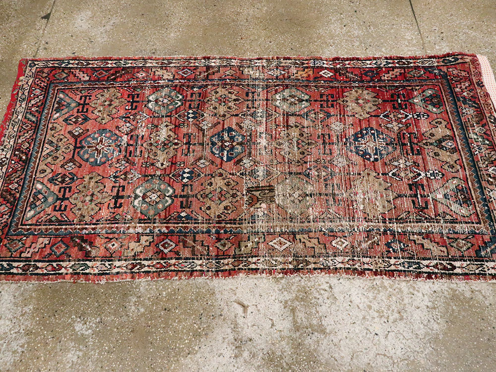 Vintage Persian Hamadan Distressed Rug, No.25928 - Gss