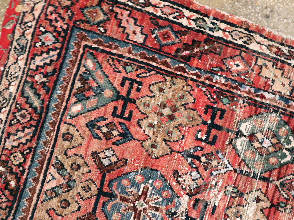 Vintage Persian Hamadan Distressed Rug, No.25928 - Gss