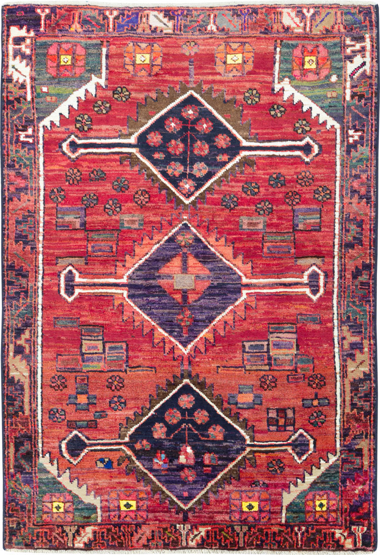 Vintage Persian Kurd Throw Rug, No.25956 - Gss