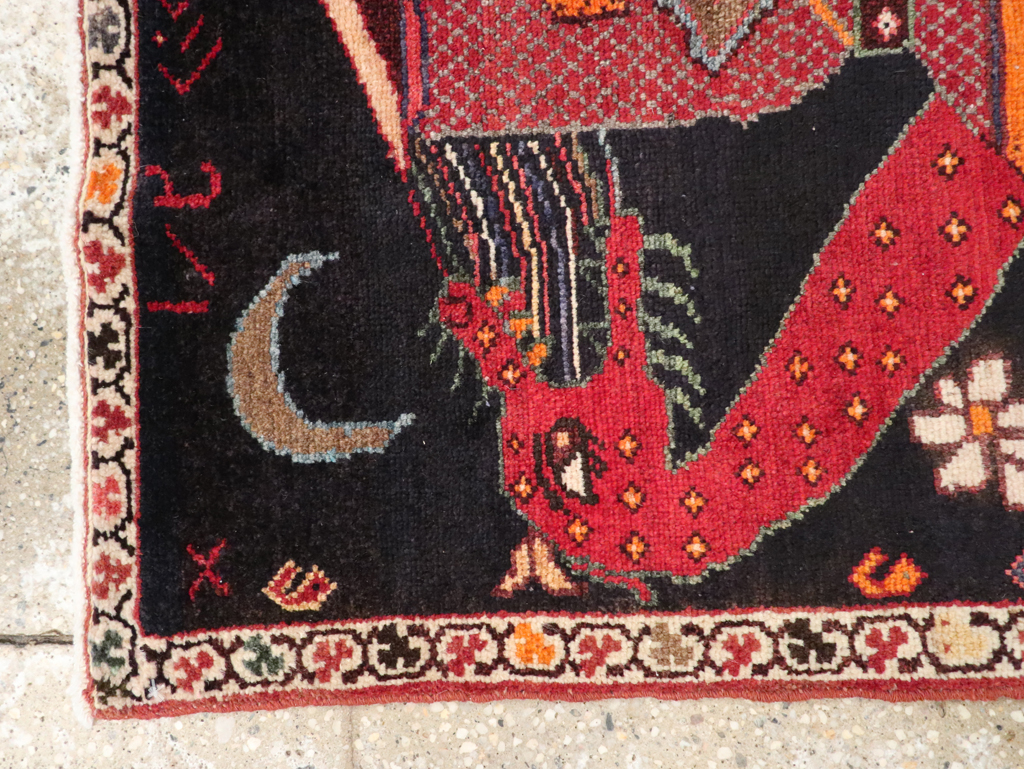 Vintage Persian Pictorial Hamadan Rug, No.25979 - Gss