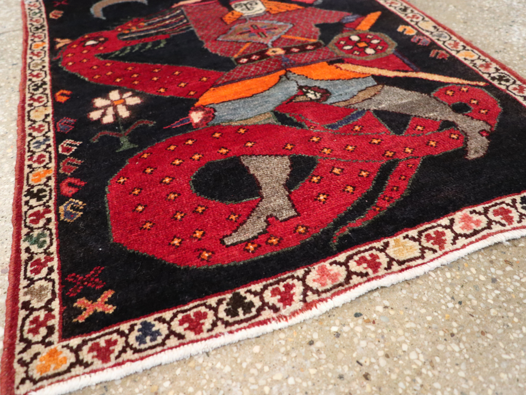 Vintage Persian Pictorial Hamadan Rug, No.25979 - Gss