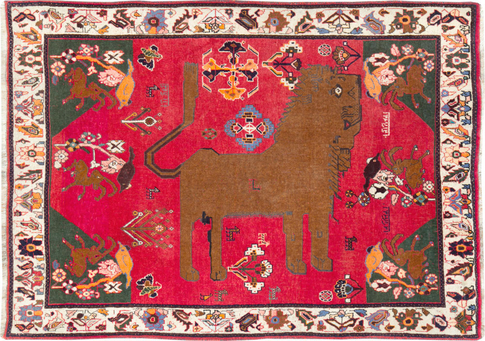 Vintage Persian Pictorial Shiraz Rug, No.25985 - Gss