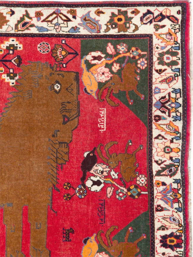 Vintage Persian Pictorial Shiraz Rug, No.25985 - Gss