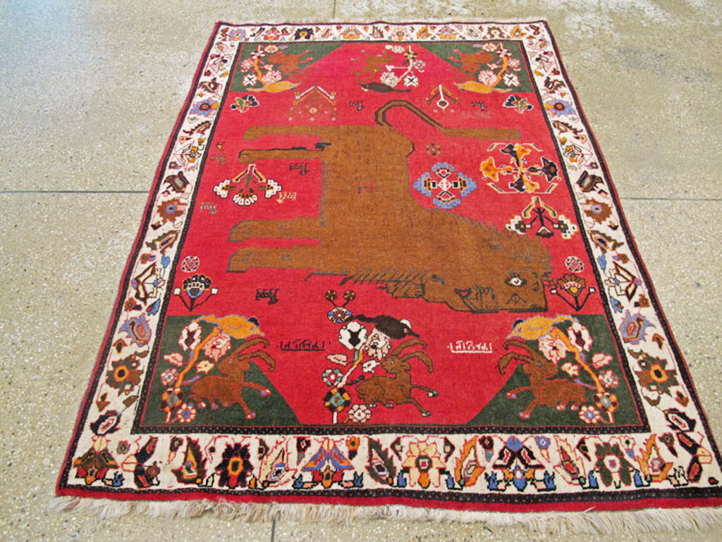 Vintage Persian Pictorial Shiraz Rug, No.25985 - Gss
