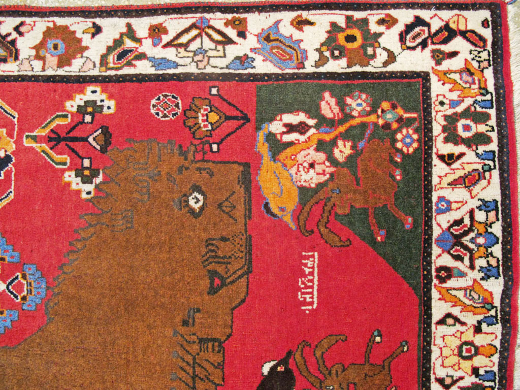 Vintage Persian Pictorial Shiraz Rug, No.25985 - Gss