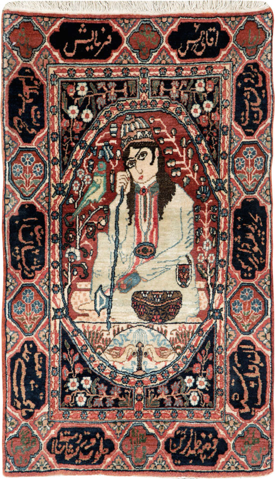 Antique Persian Dabir Kashan Pictorial Rug, No.26002 - Gss
