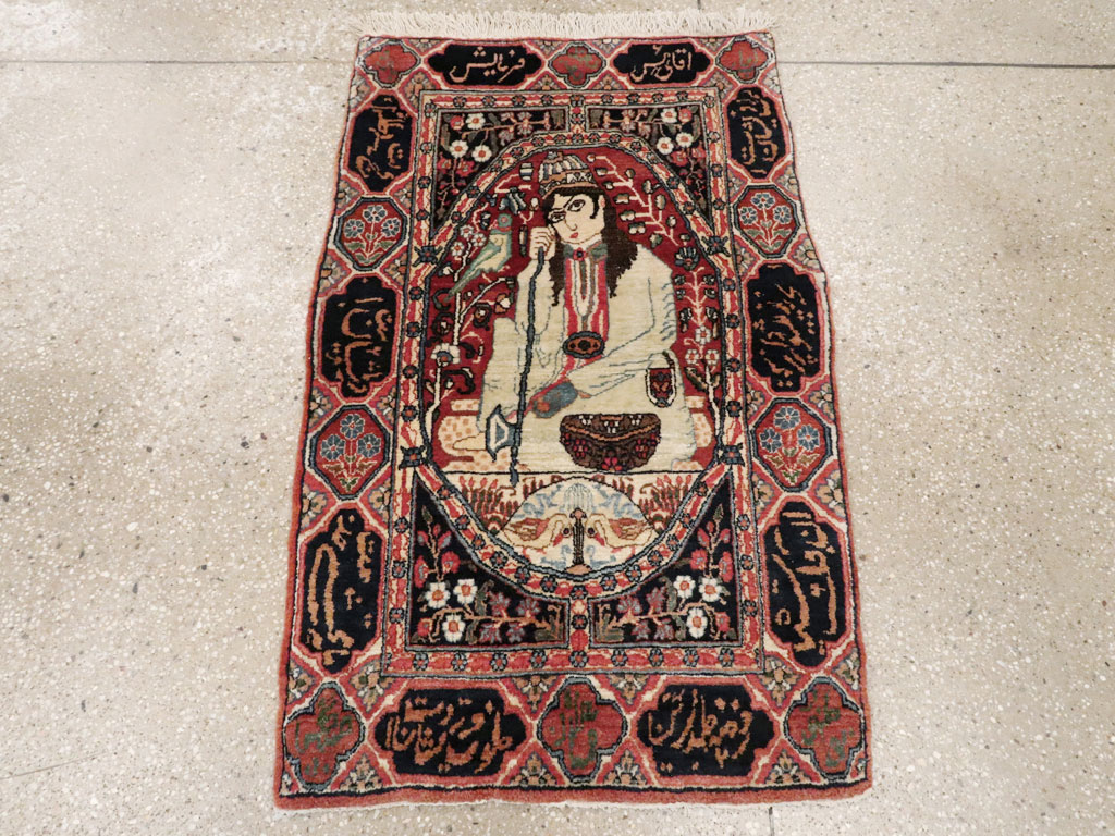 Antique Persian Dabir Kashan Pictorial Rug, No.26002 - Gss