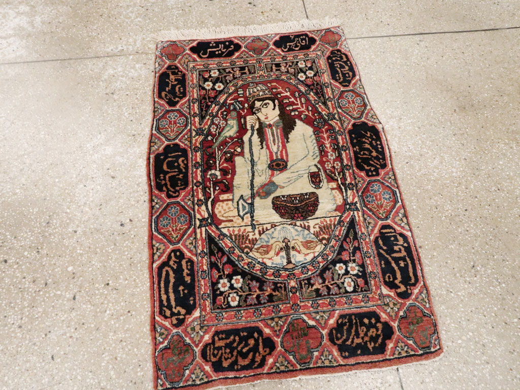 Antique Persian Dabir Kashan Pictorial Rug, No.26002 - Gss