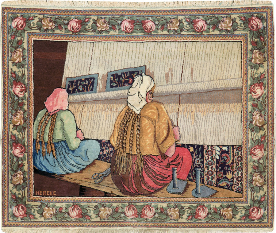 Vintage Persian Tabriz Pictorial Rug, No.26005 - Gss