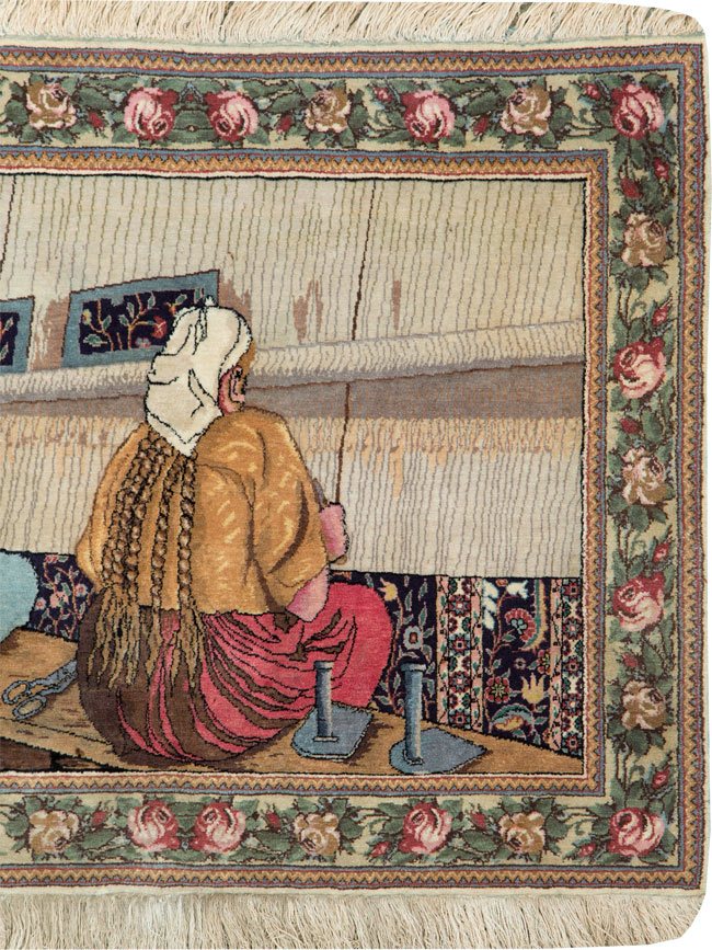 Vintage Persian Tabriz Pictorial Rug, No.26005 - Gss