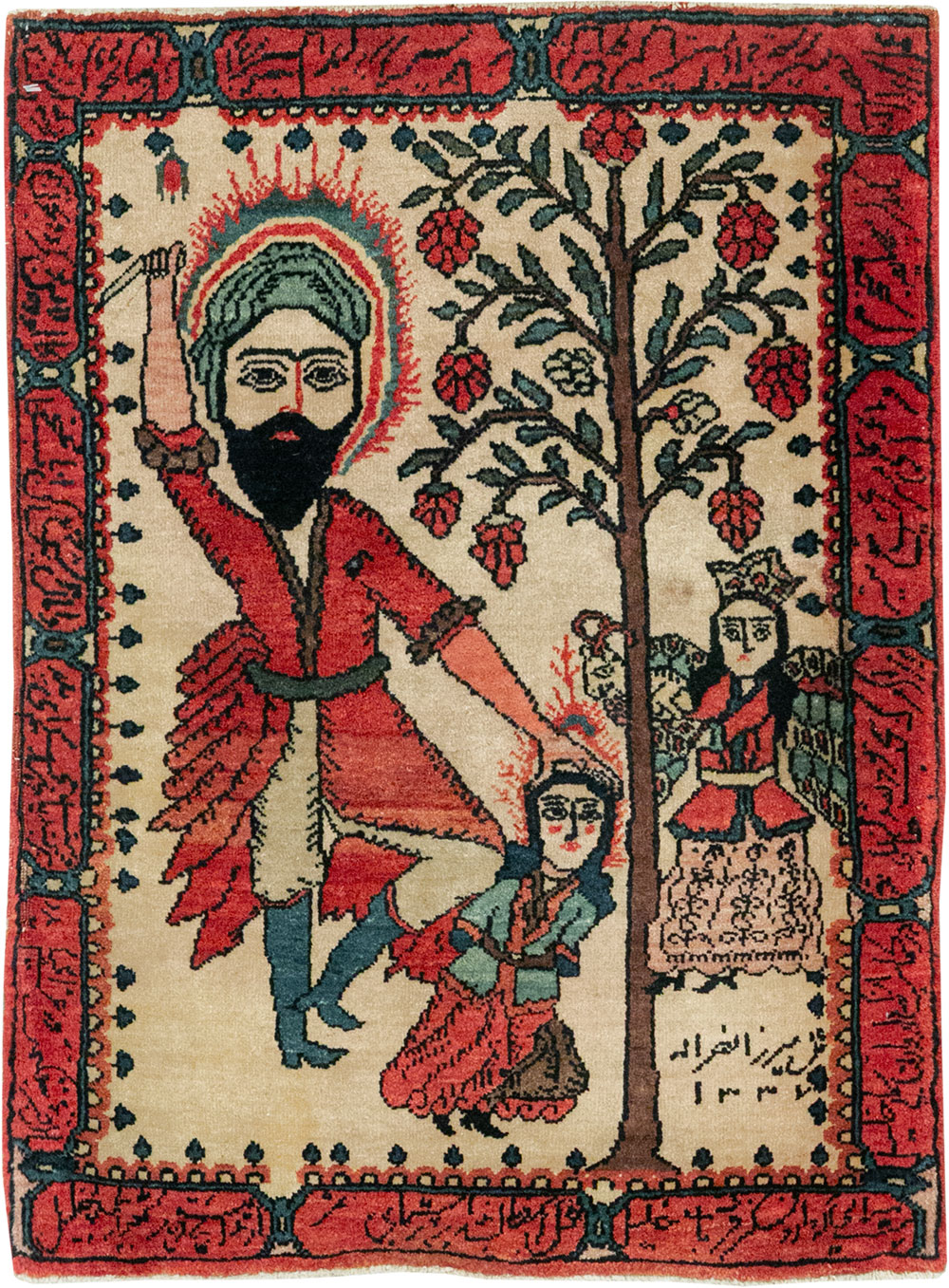 Antique Persian Sarouk Pictorial Rug, No.26006 - Gss