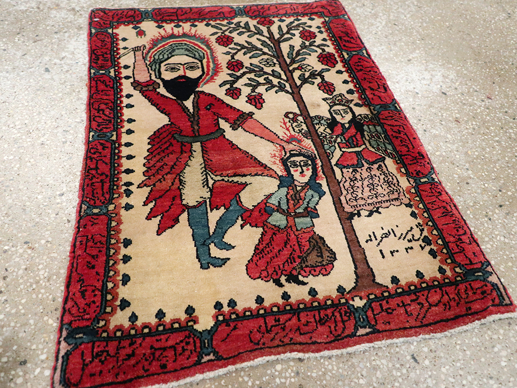 Antique Persian Sarouk Pictorial Rug, No.26006 - Gss
