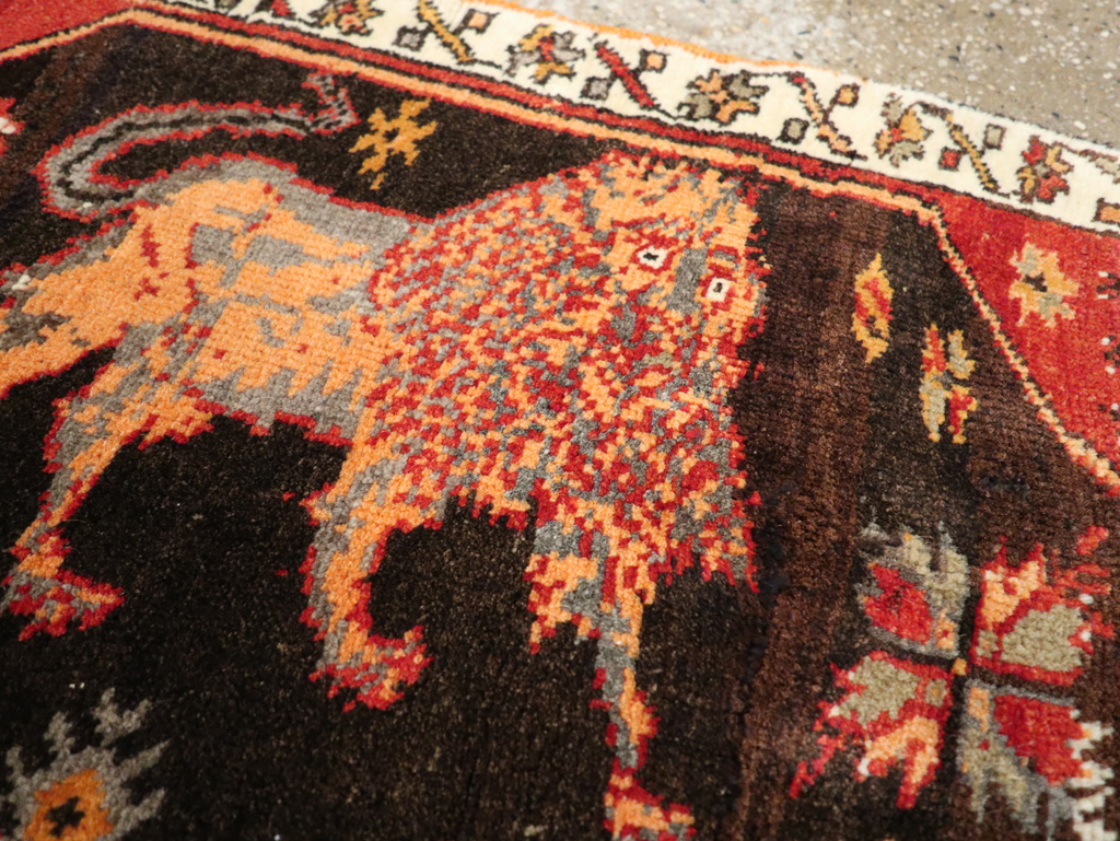 Vintage Turkish Anatolian Pictorial Throw Rug, No.26011 - Gss