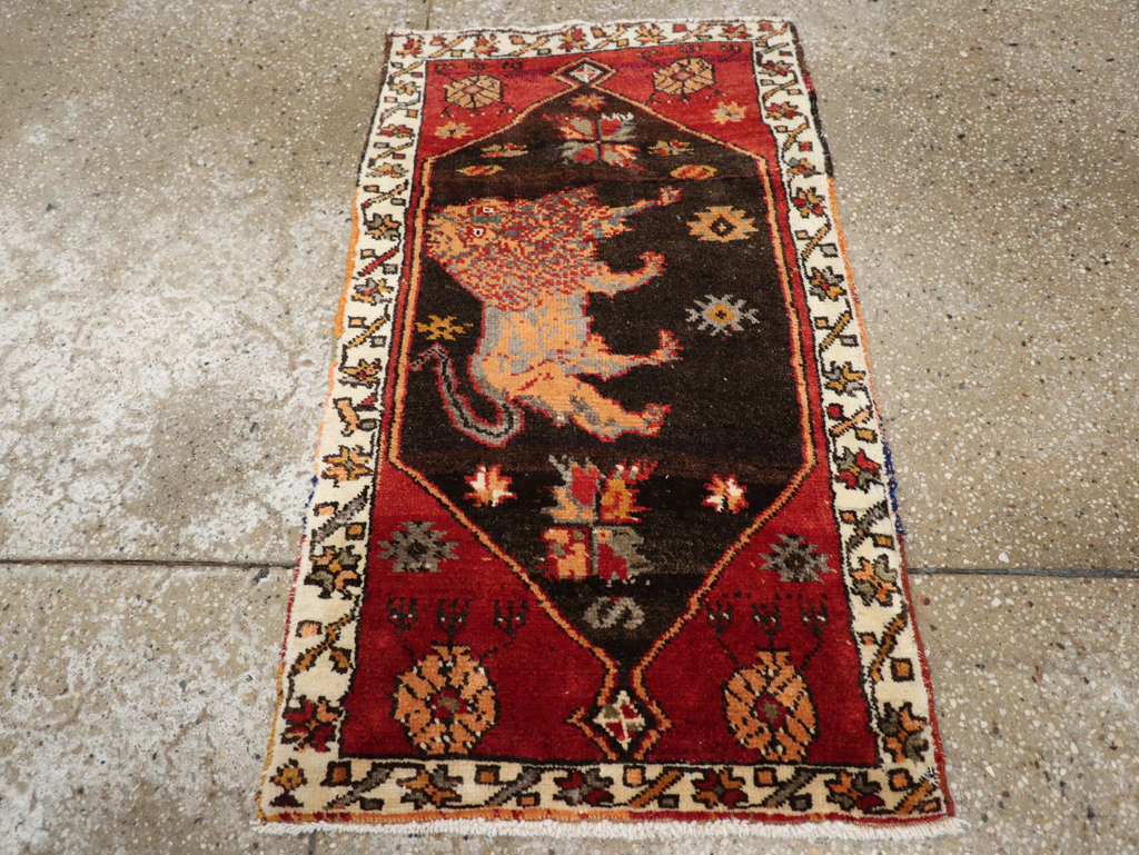 Vintage Turkish Anatolian Pictorial Throw Rug, No.26011 - Gss