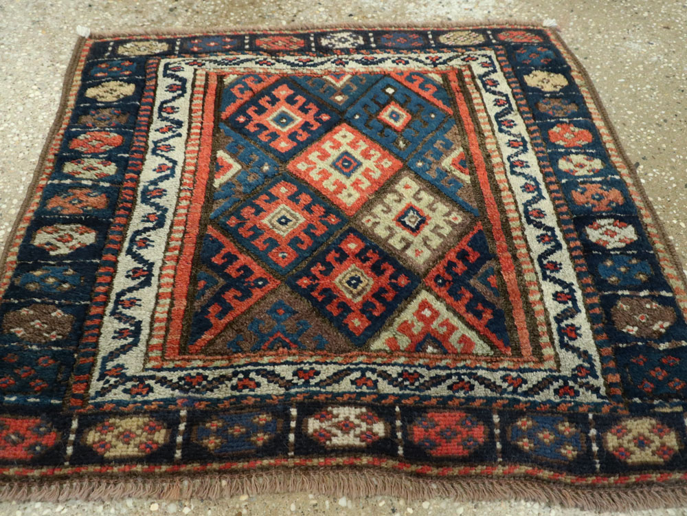 Antique Persian Jaff Kurd Square Throw Rug, No.26024 - Gss
