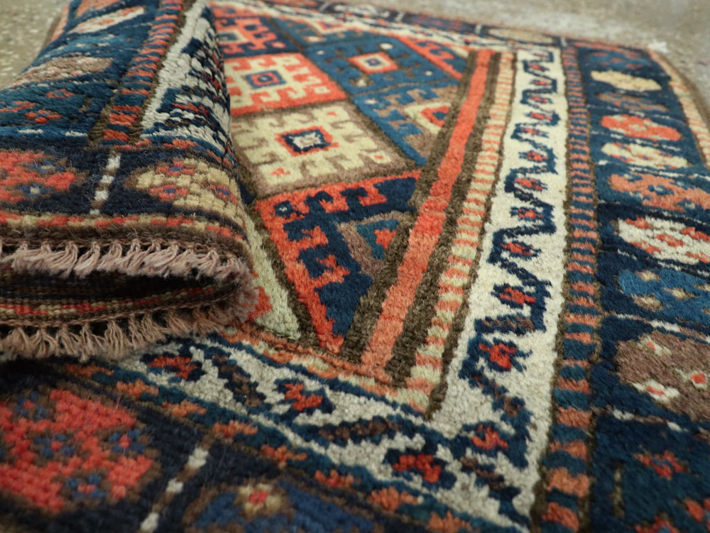 Antique Persian Jaff Kurd Square Throw Rug, No.26024 - Gss