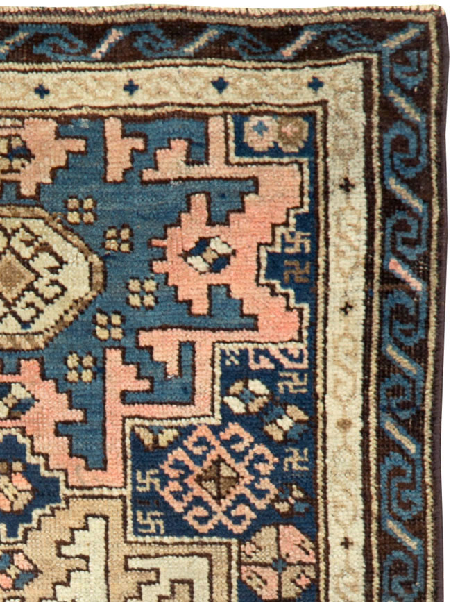 Antique Caucasian Shirvan Throw Rug, No.26027 - Gss